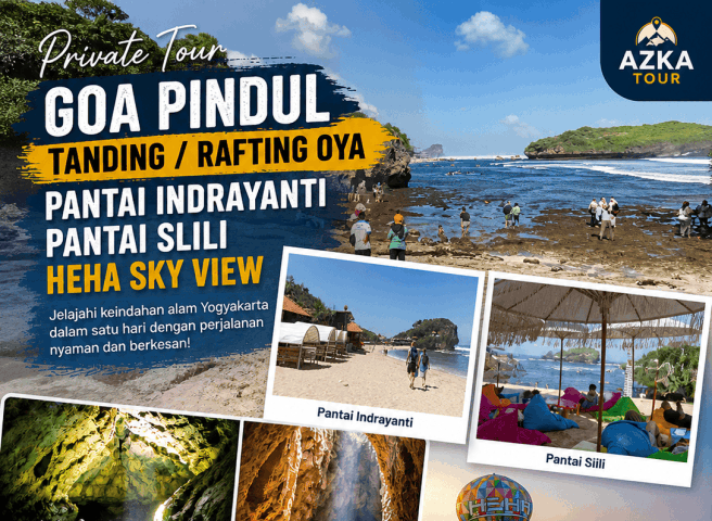 Private tour : Goa Pindul/Tanding/Rafting Oya- Pantai Indrayanti - Pantai Slili - Heha Sky View